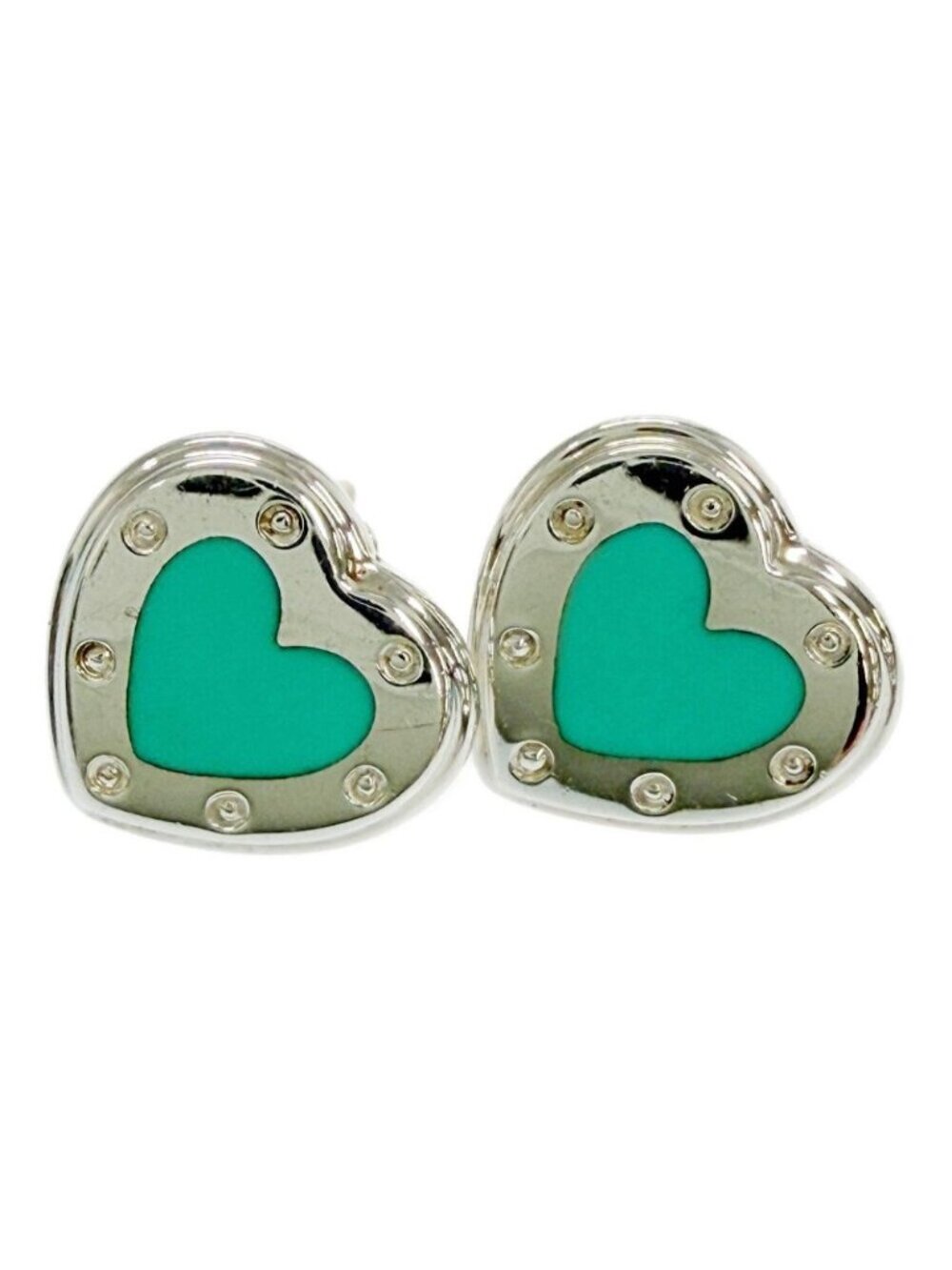 Tiffany & Co Silver Enamel Return to Tiffany Love Heart Earrings Blue